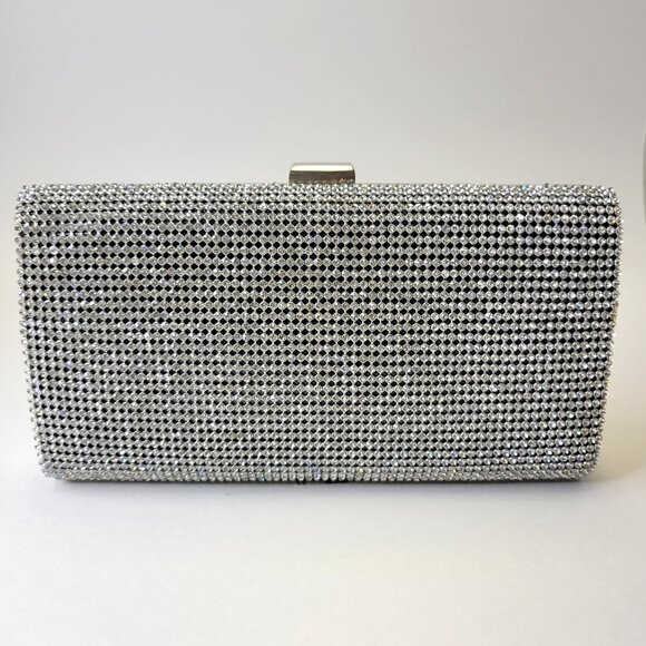 Rhinestone Silver and Black Clutch Purse Wedding Clutch Sequin Evening Purse - Picture 1 of 14